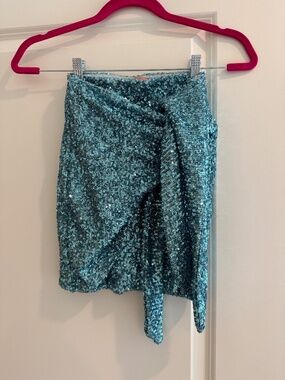 Show Me Your Mumu Blue Sequin Wrap Skirt